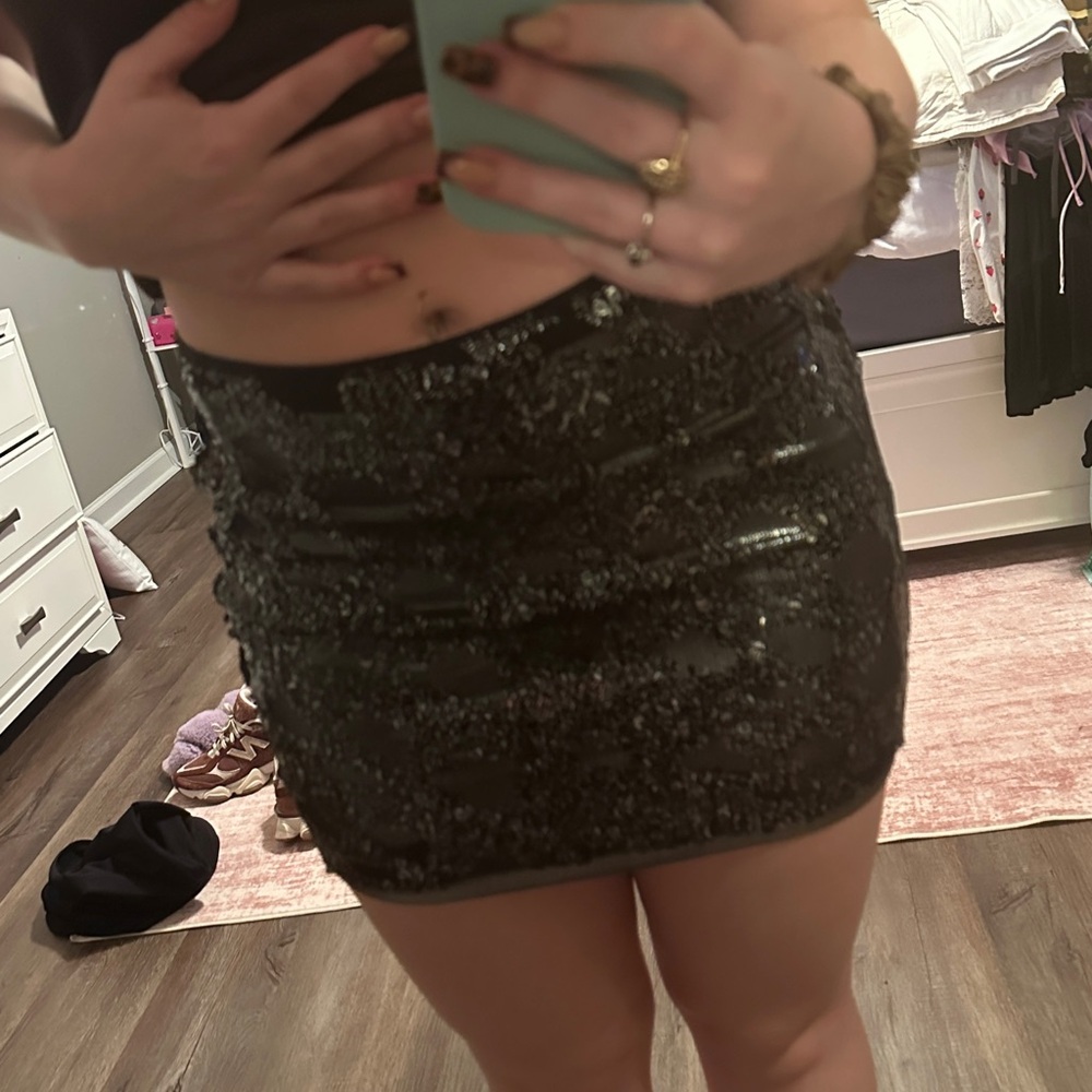 Express Glittering Black Mini Skirt